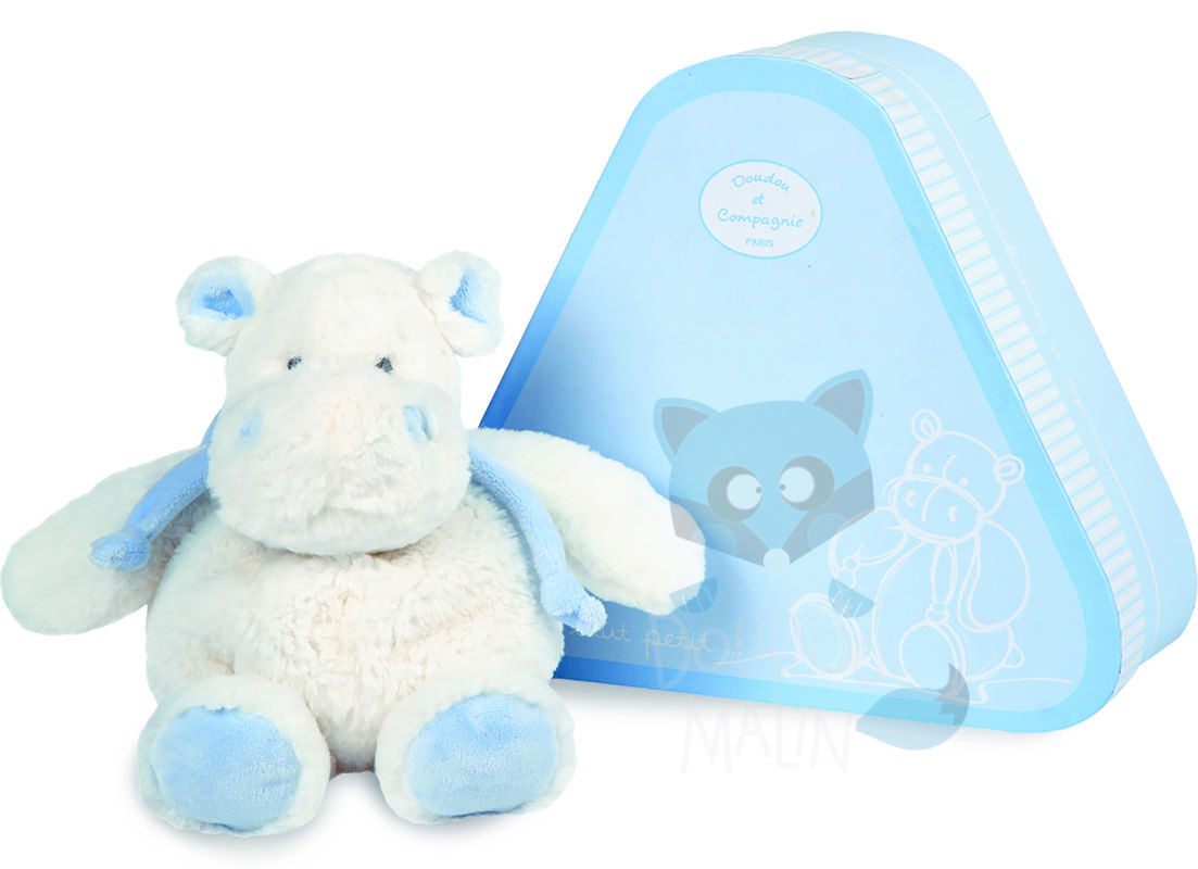  mon tout petit peluche hippopotame bleu blanc 